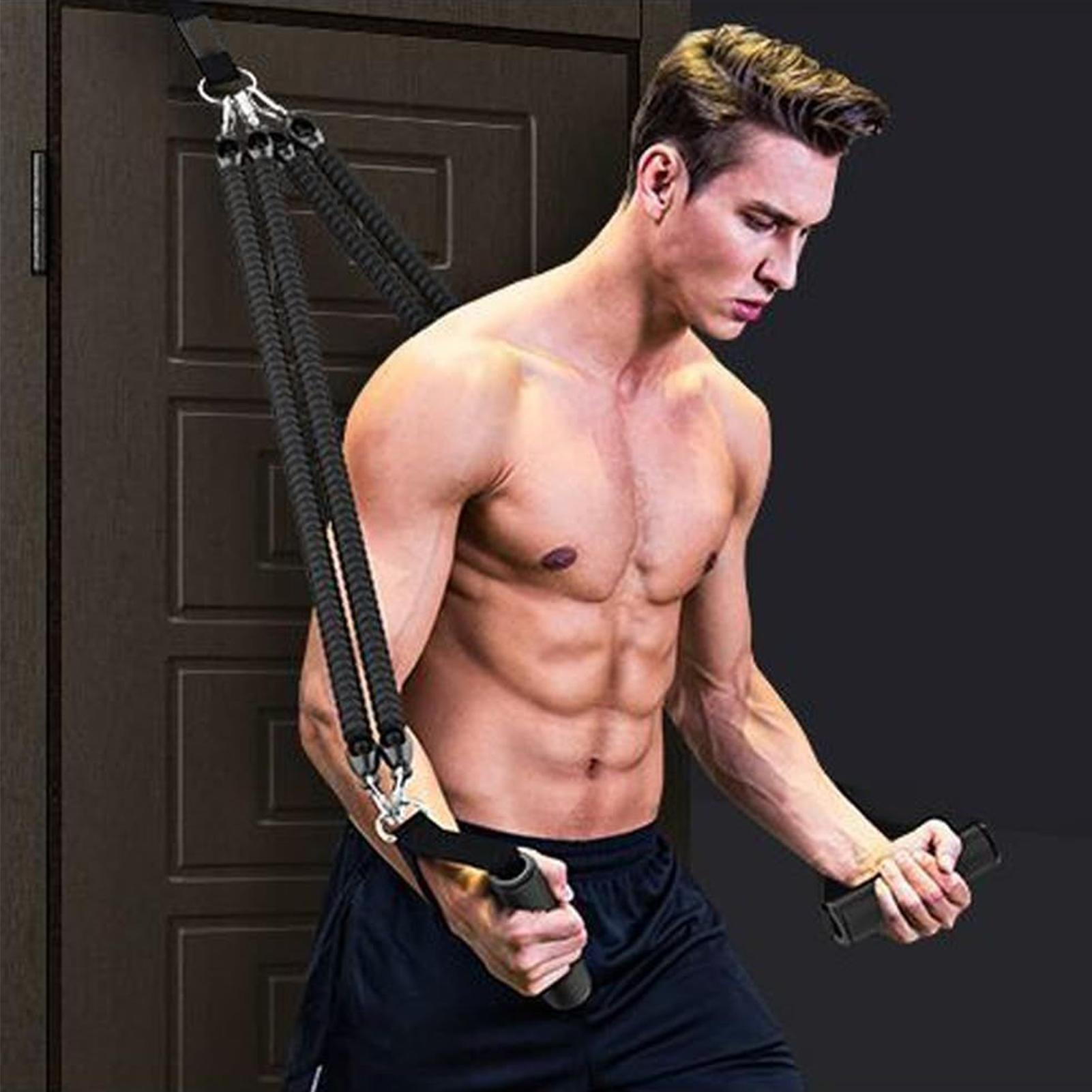 Home Gym Youtube - Foot Pedal Resistance Band 4-Tube Multifunction