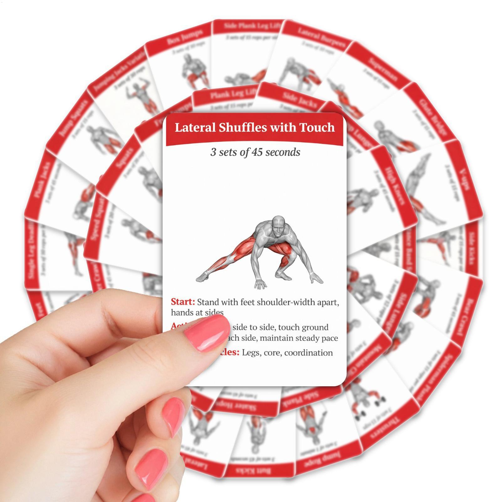 Home Gym Equipment Set - Workout Cards Exercise Deck 36pcs Portable