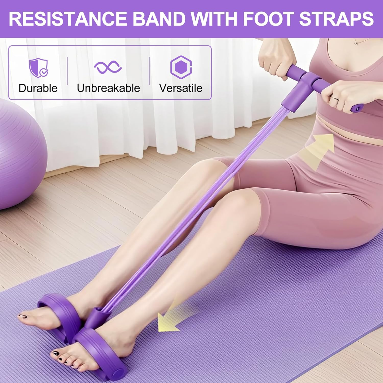 Home Gym Youtube - 4-Tube Pedal Resistance Band Multifunction Tension