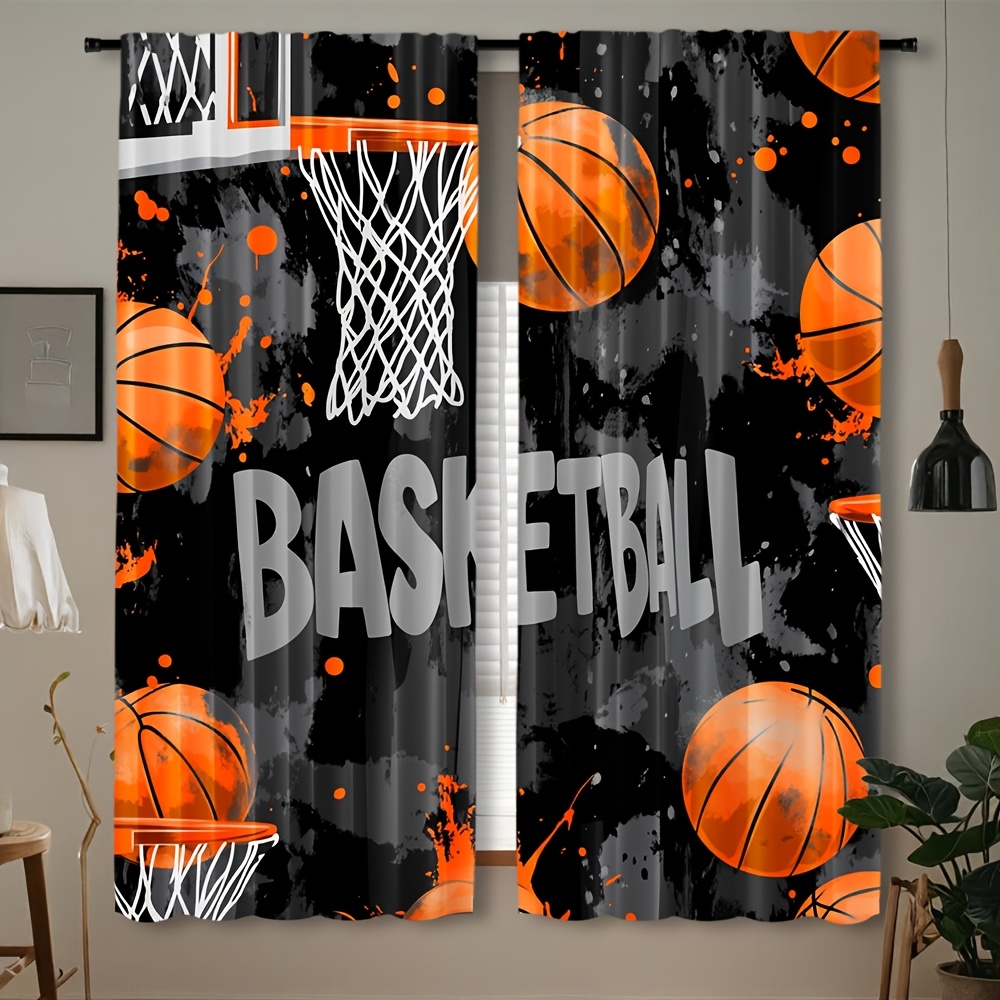 Home Gym Youtube - Athletic Basketball Curtain Black Sports Decor
