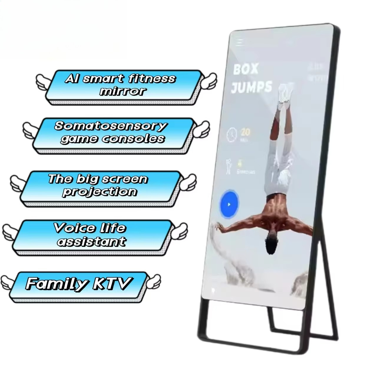 Home Gym Rubber Flooring - Personal Trainer Mirror Floor Standing LCD