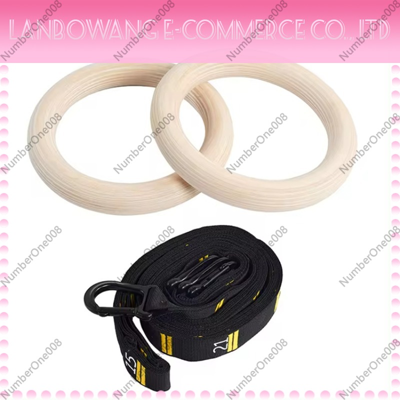 Gymnastic Rings Wooden - Solid Birch Wood Gymnastic Rings Fitness