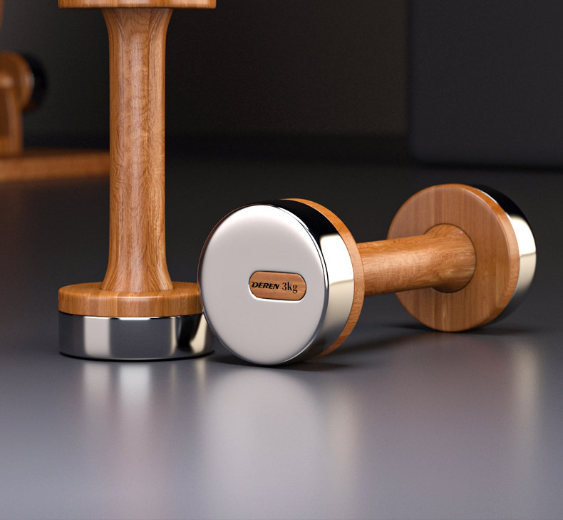 Home Gym Equipment Set - Wood & Steel Adjustable Dumbbell Set