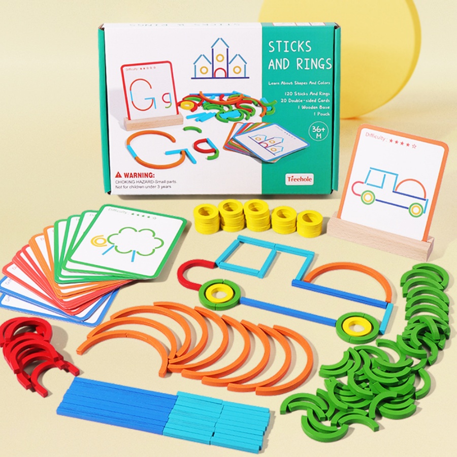 Gymnastic Rings Wooden - Children's early education puzzle toys, wooden