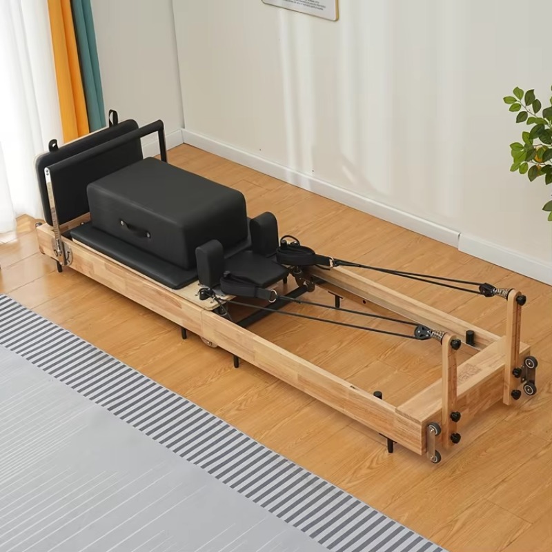 Home Gym Yoga Studio - Wood Folding Pilates Reformer Set for