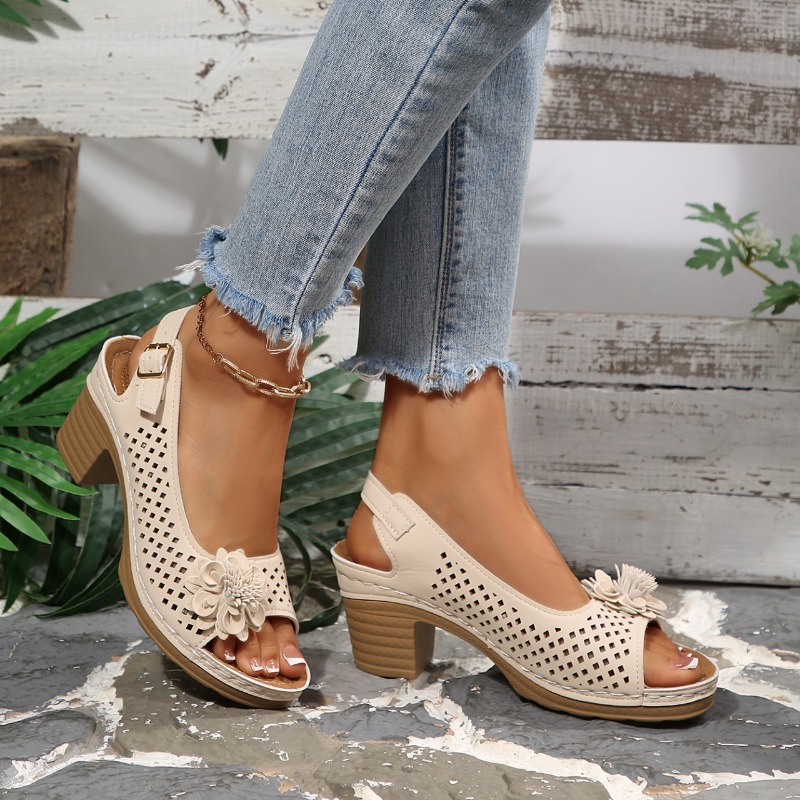 Women Chunky Heel Sandals Summ - Ankle Strap Attachment review and price