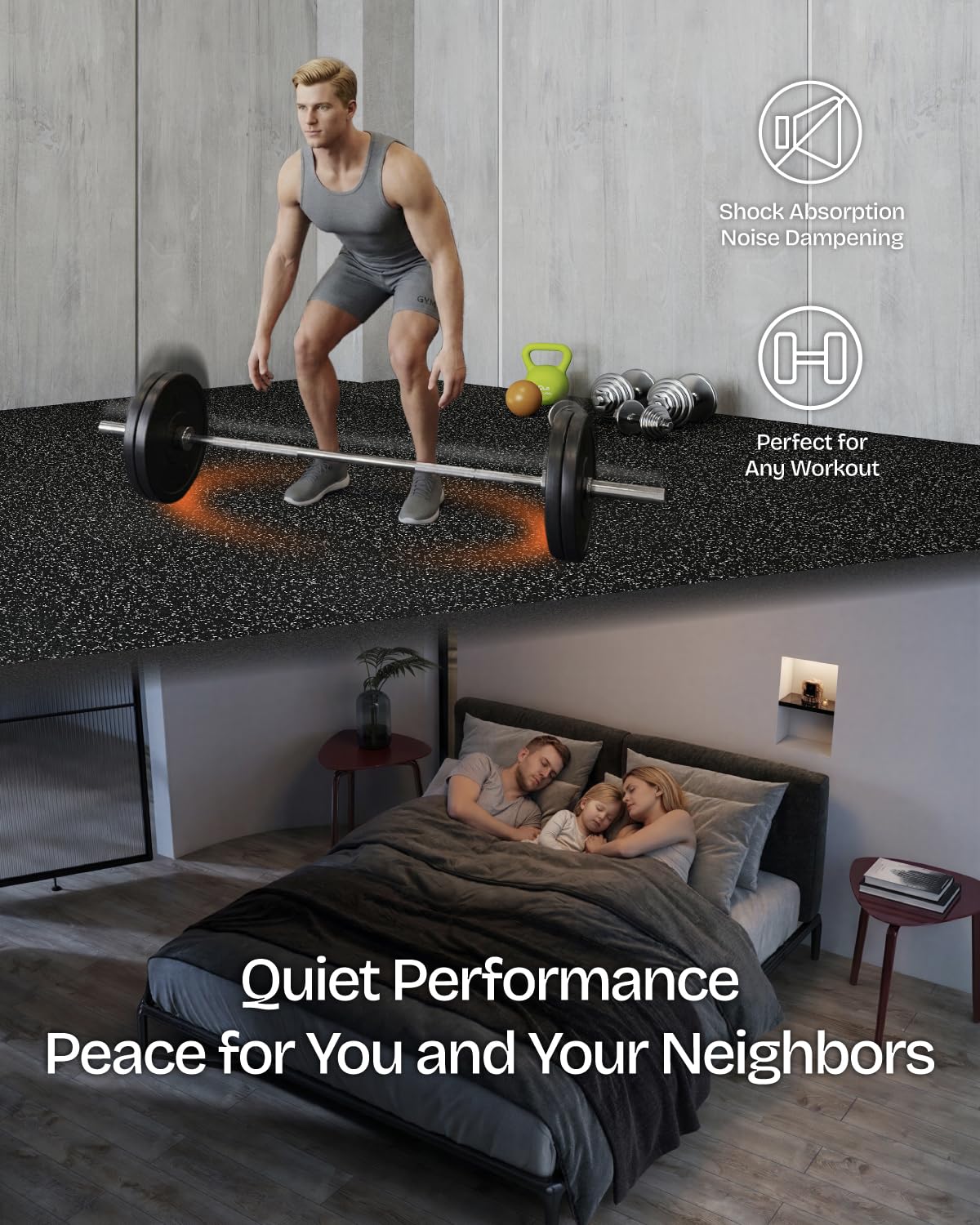 0.6in Thick 96 Sq.Ft Gym Floor - Home Gym Rubber Flooring review and price