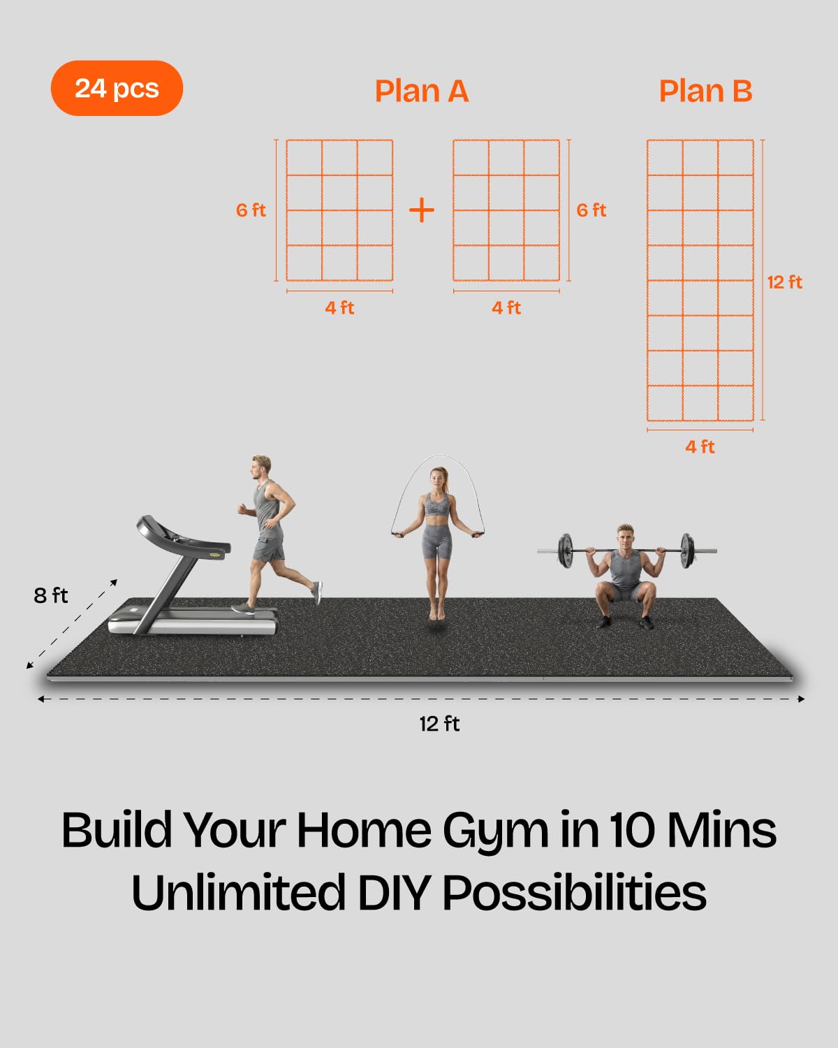 0.6in Thick 96 Sq.Ft Gym Floor - Home Gym Rubber Flooring review and price