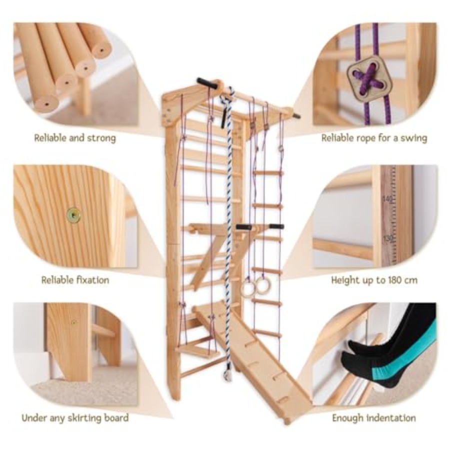 Swedish Ladder Wall Bars for h - Gymnastic Rings Wooden review and price