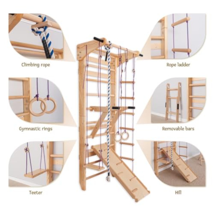 Swedish Ladder Wall Bars for h - Gymnastic Rings Wooden review and price