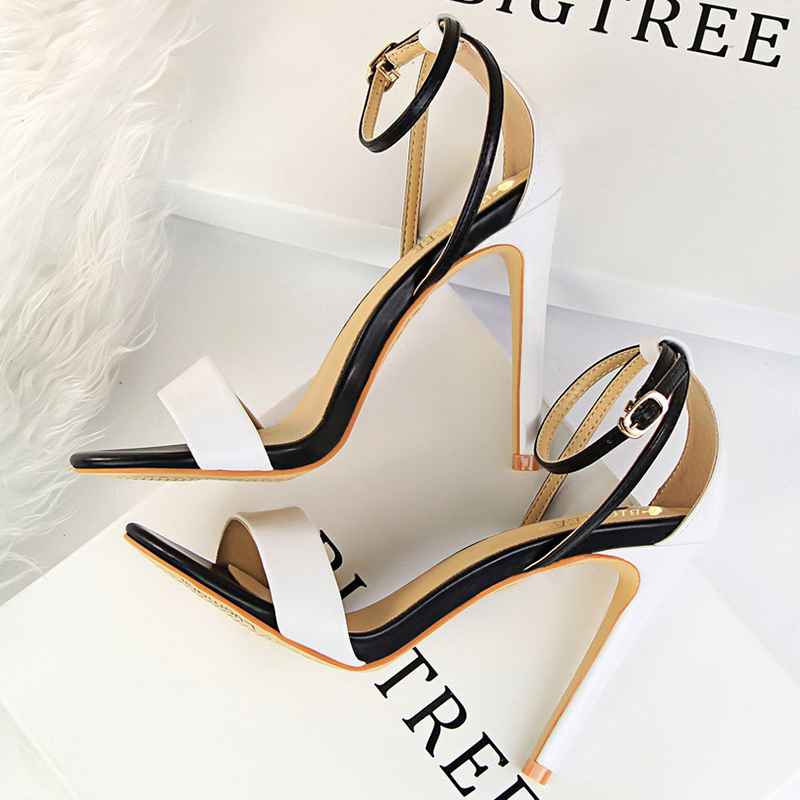 Women Black-White Concise Leat - Ankle Strap Attachment review and price
