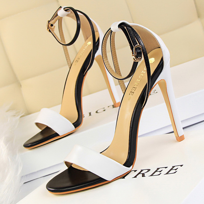 Women Black-White Concise Leat - Ankle Strap Attachment review and price