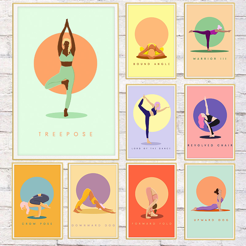 Modern Abstract Yoga Poses Pos - Home Gym Yoga Studio review and price