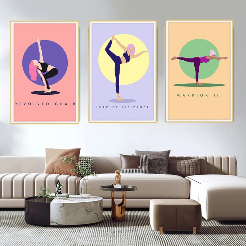 Modern Abstract Yoga Poses Pos - Home Gym Yoga Studio review and price