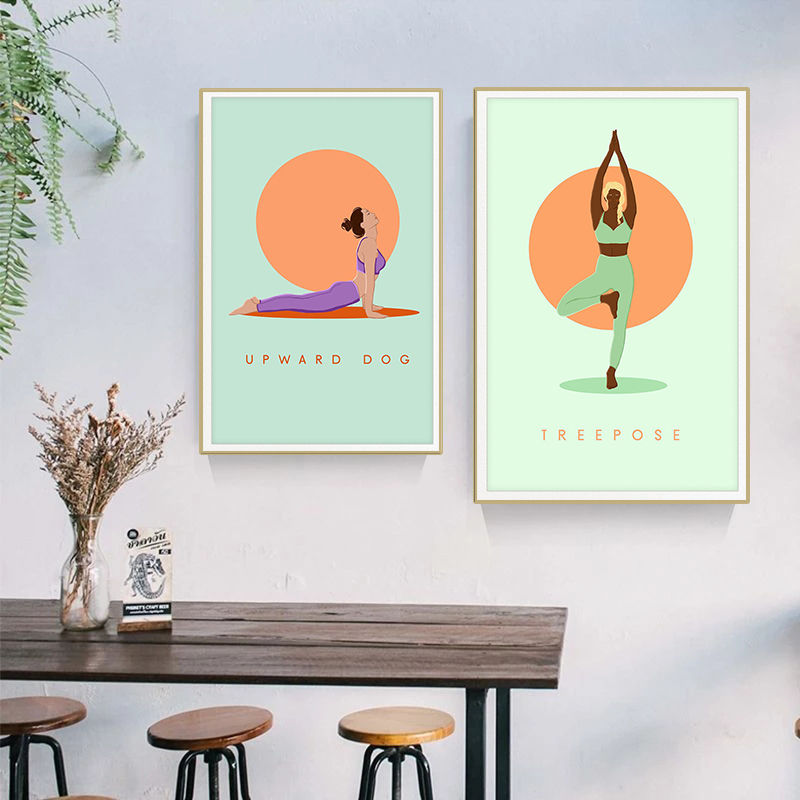 Modern Abstract Yoga Poses Pos - Home Gym Yoga Studio review and price