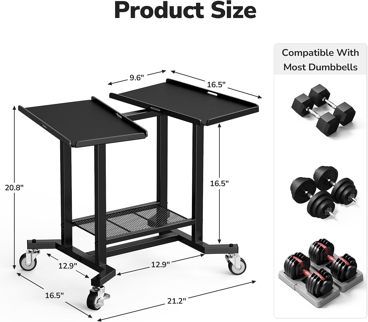 Adjustable Dumbbell Rack Stand - Home Gym Rubber Flooring review and price