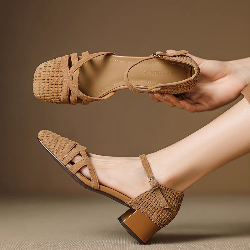 Retro Weave High Heel Sandals  - Ankle Strap Attachment review and price