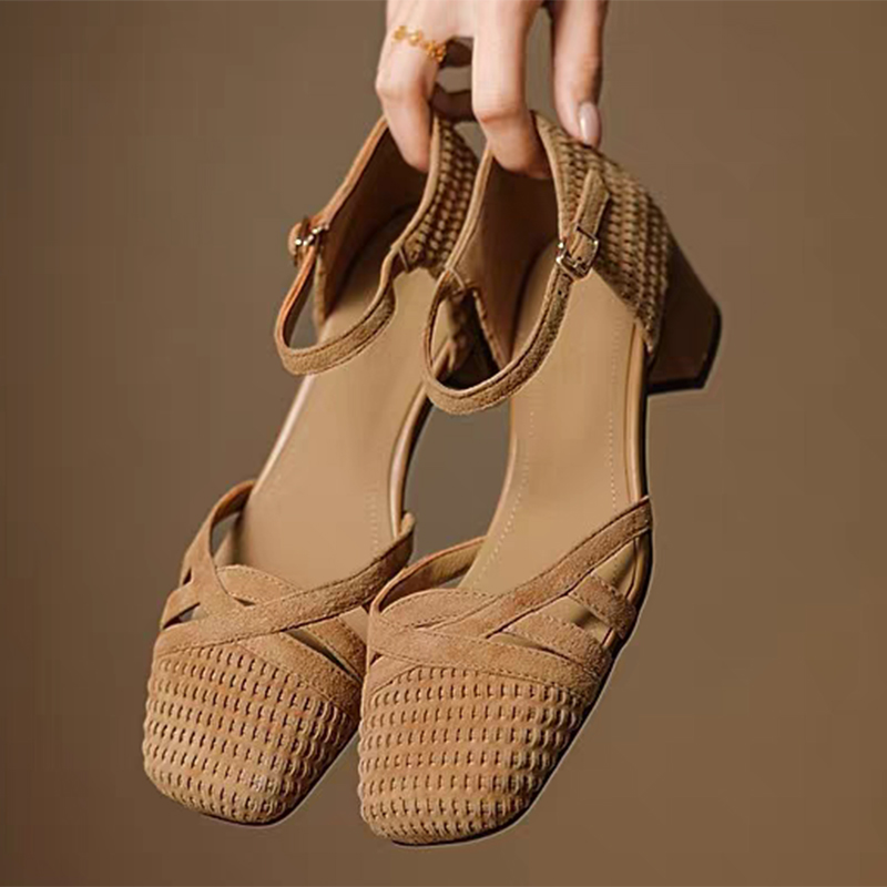 Retro Weave High Heel Sandals  - Ankle Strap Attachment review and price