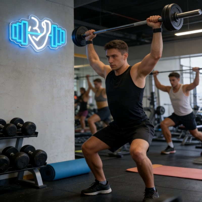 Bicep Dumbbell Neon Sign LED W - Home Gym Yoga Studio review and price