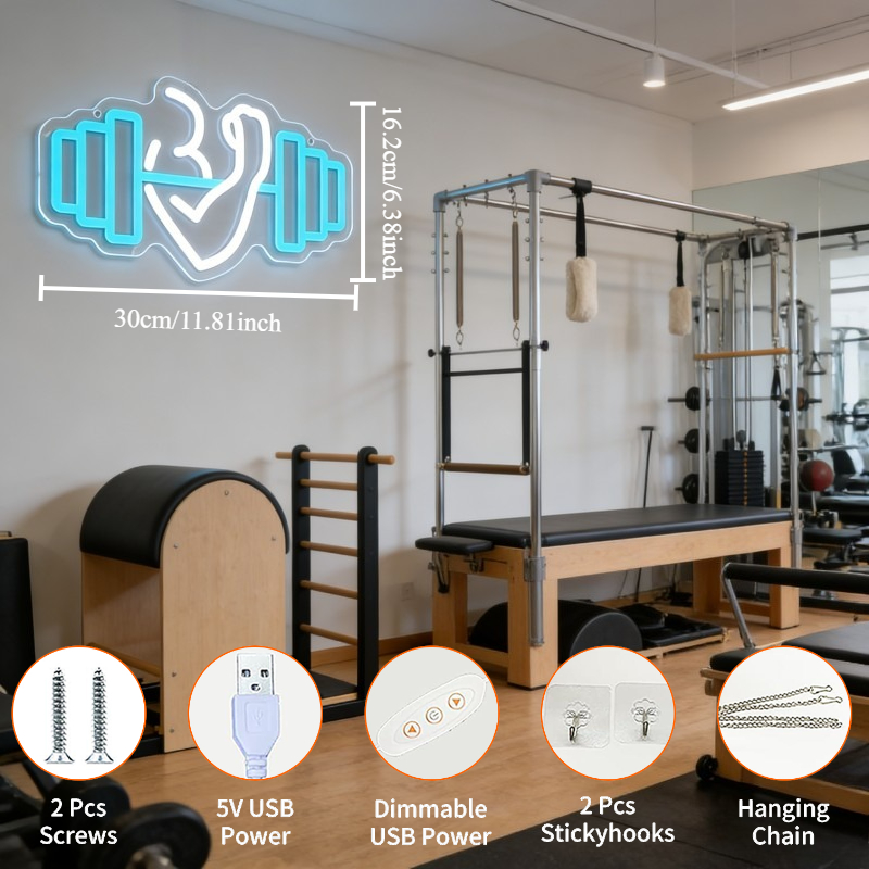 Bicep Dumbbell Neon Sign LED W - Home Gym Yoga Studio review and price