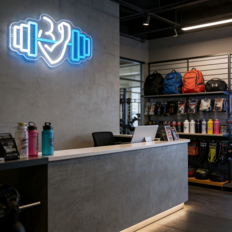 Bicep Dumbbell Neon Sign LED W - Home Gym Yoga Studio review and price