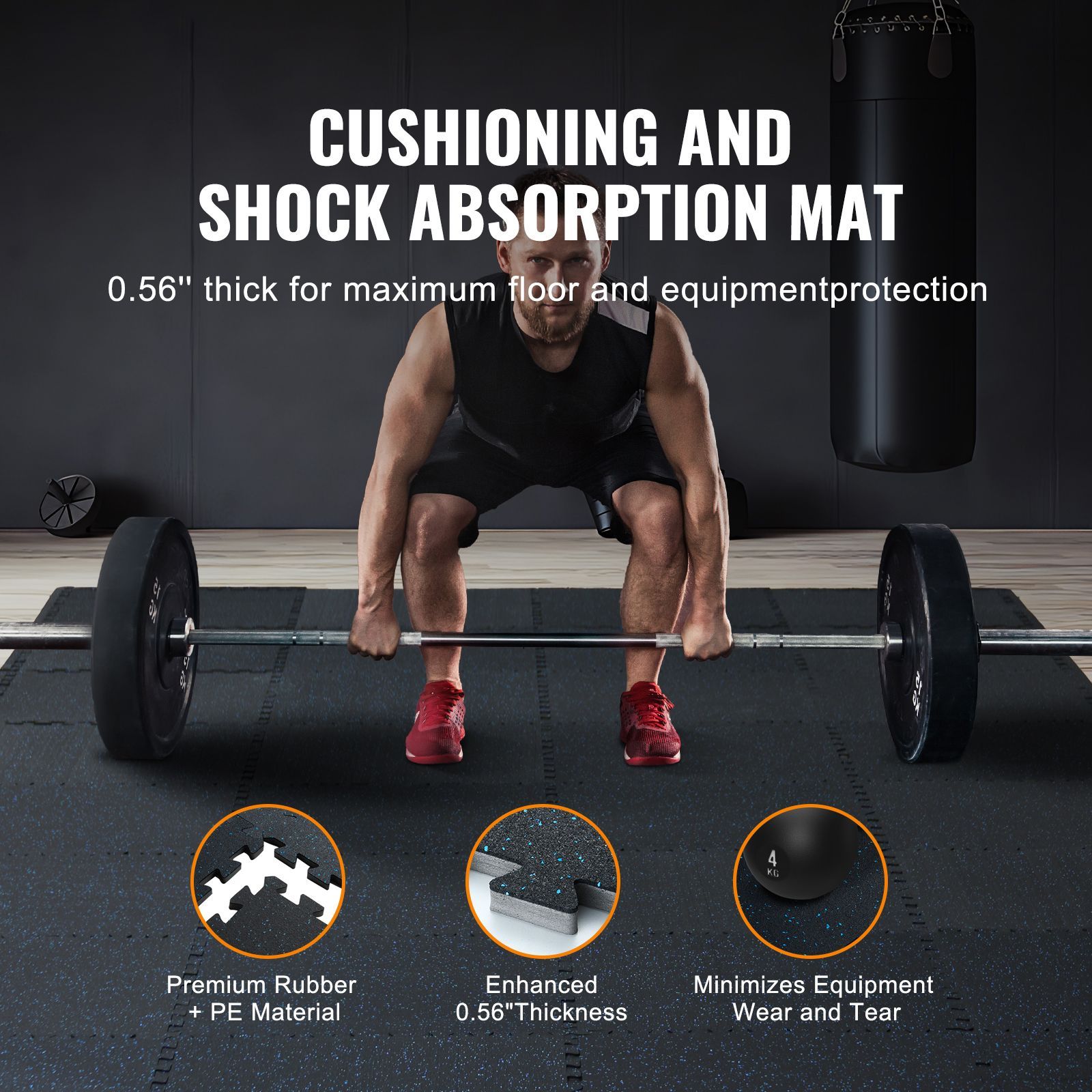 0.56 Inch Thick Gym Floor Mats - Home Gym Rubber Flooring review and price