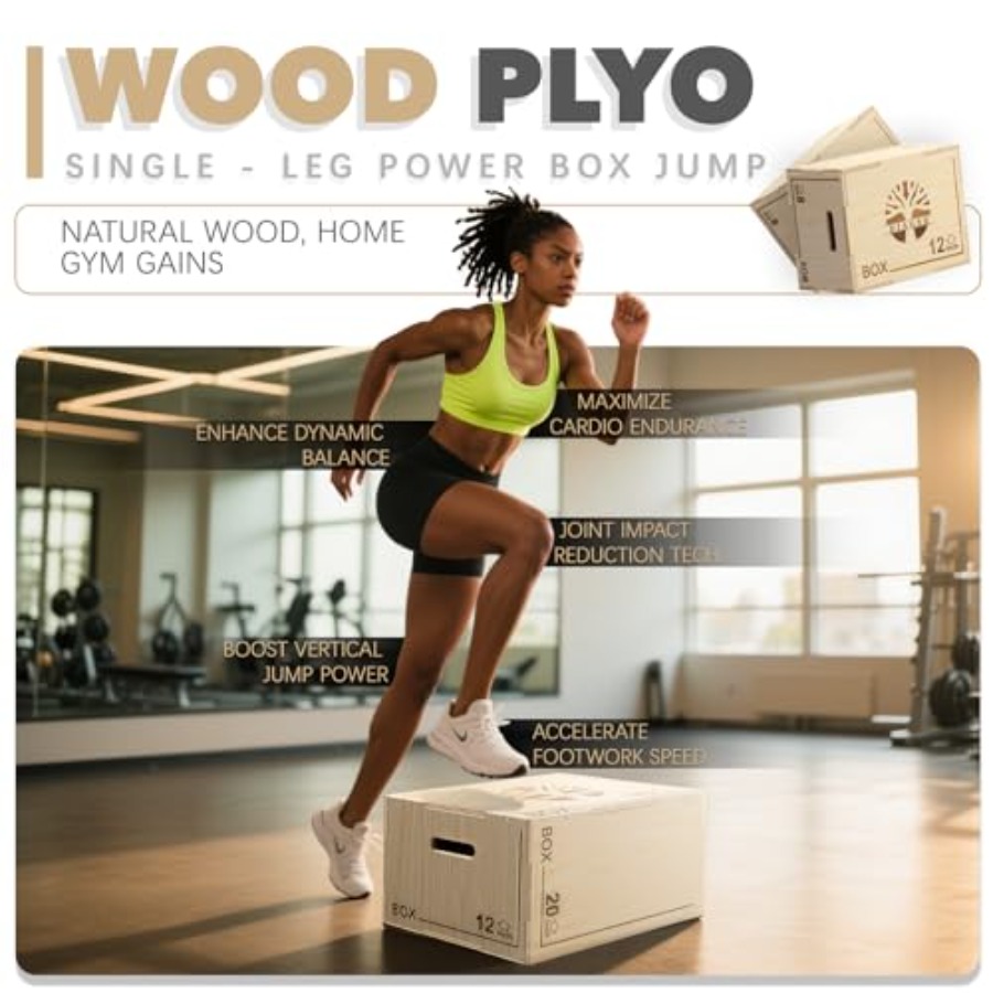 Plyo Box - 3-in-1 wood plyomet - Home Gym Jump Box review and price