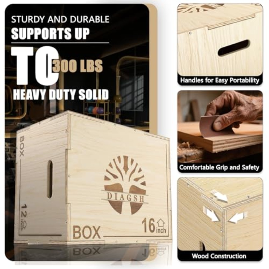 Plyo Box - 3-in-1 wood plyomet - Home Gym Jump Box review and price