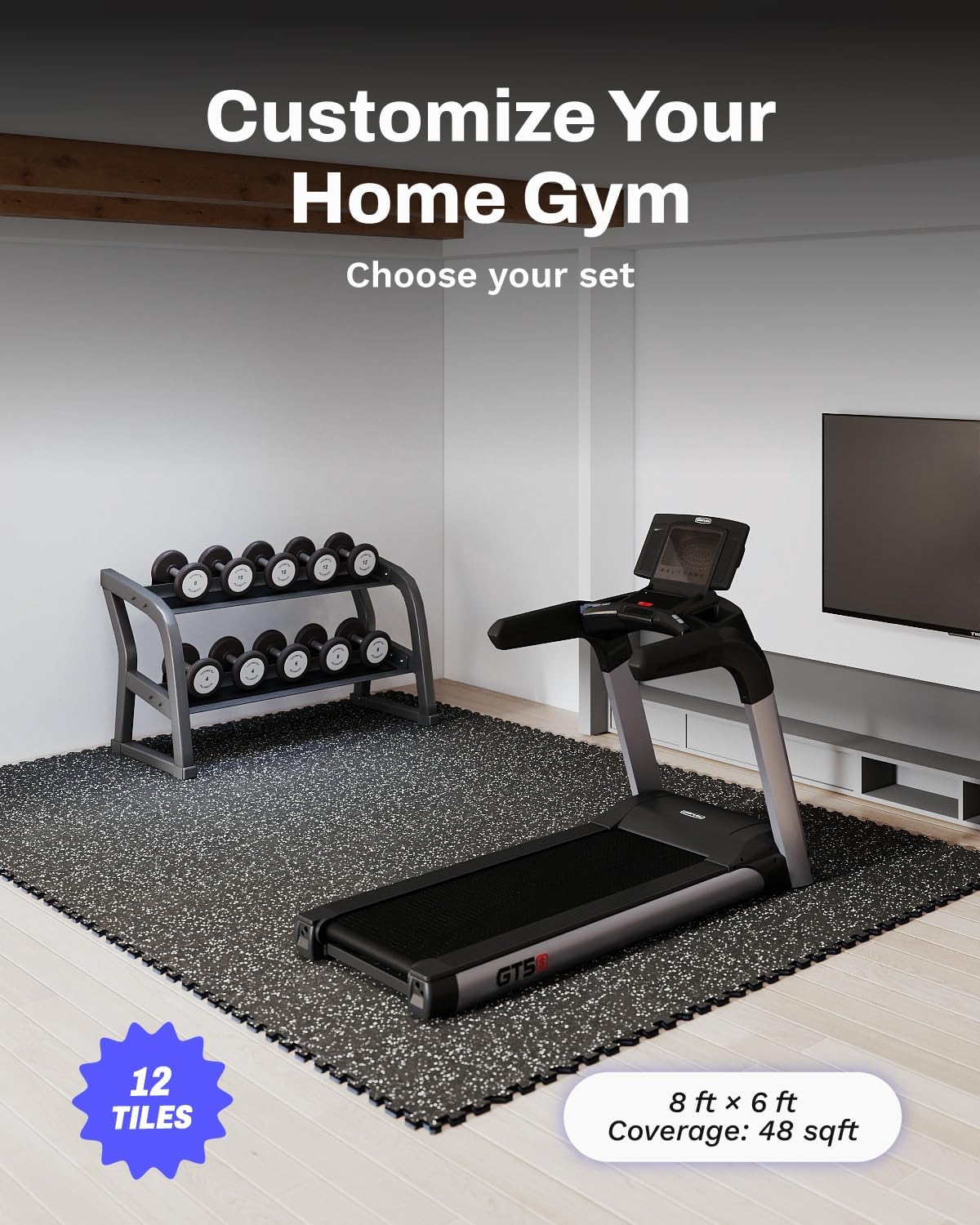 0.56in Thick 48 Sq Ft Exercise - Home Gym Rubber Flooring review and price